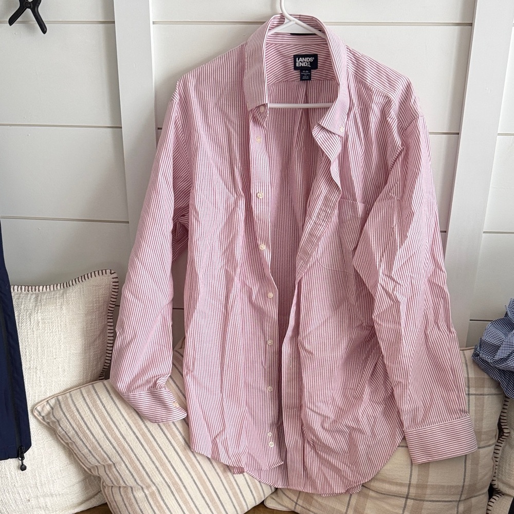 Lands' End Pink Striped Shirt